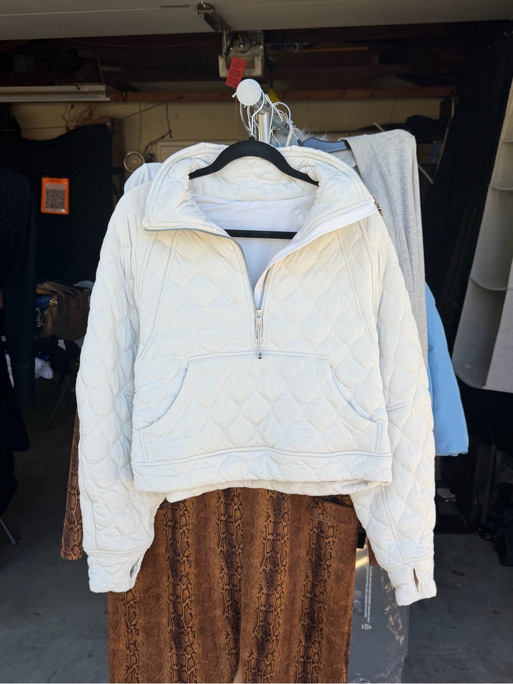 Lululemon Cream Quilted Half Zip Pullover Jacket
